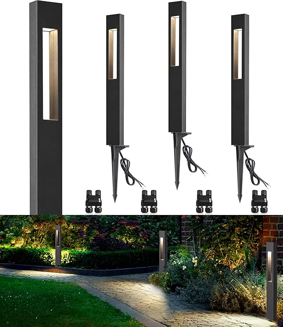SUNVIE LED Low Voltage Landscape Lights 3W Pathway Lights Low Voltage 12-24V Landscape Path Lights 3000K CRI 90+ Aluminum Waterproof Pathway Lighting for Walkway Garden Yard ETL Listed Cord, 12 Pack