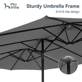 15ft Large Patio Umbrellas with Base, Outdoor Double-Sided Rectangle Market Umbrella for Pool Lawn Garden,