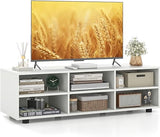 White TV Stand for TV up to 40 Inch, Media Console Table with 4 Cubbies