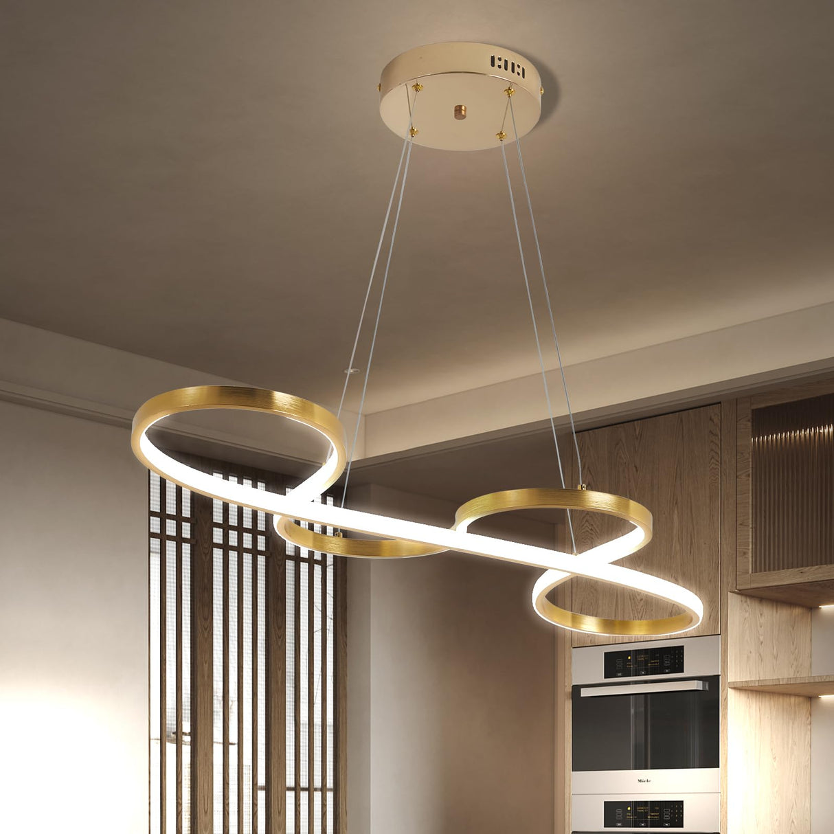 Gold Led Chandelier Modern Gold Chandelier for Dining Room Light Fixture,L39.3" Modern