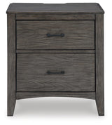 Signature Design by Ashley Montillan Casual 2 Drawer Nightstand with Power Supply and USB Ports, Gray