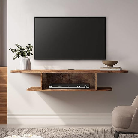 2-Tier Floating TV Shelf Wall Mounted, Modern Floating Entertainment Center Media