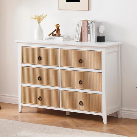 Dresser with 6 Drawer Modern Wooden Dresser - 3-Tier Drawer Chest