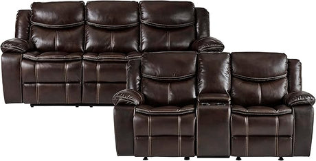 Manual Double Glider Reclining Loveseat, Dark Brown