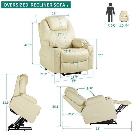 Power Lift Recliner Chair for Elderly, Electric Lift Chair with Heat and Massage