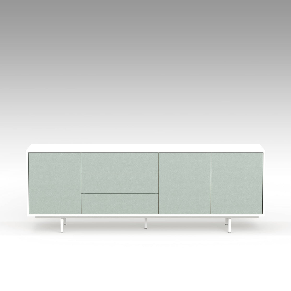 Glenwillow Home Atlas 78" x 28" Highboy Modern TV Stand Cabinet and Sideboard - White Frame, Jade Ocean Door/Drawers, White Base