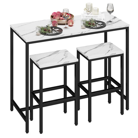 3 Piece Bar Table Set, Bar Table and Chairs Set of 2, Modern Counter Height Table