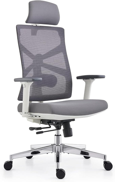 Ergonomic Office Chair with Adaptive Backrest, High Back Computer Desk Chair with 4D Armrests, Adjustable Seat Depth, Lumbar Support and 2D Headrest, Swivel Task Chair, Black