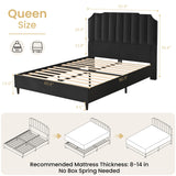 50.4"H Queen Bed Frame with Headboard Velvet Platform Bed Frame Queen Size,