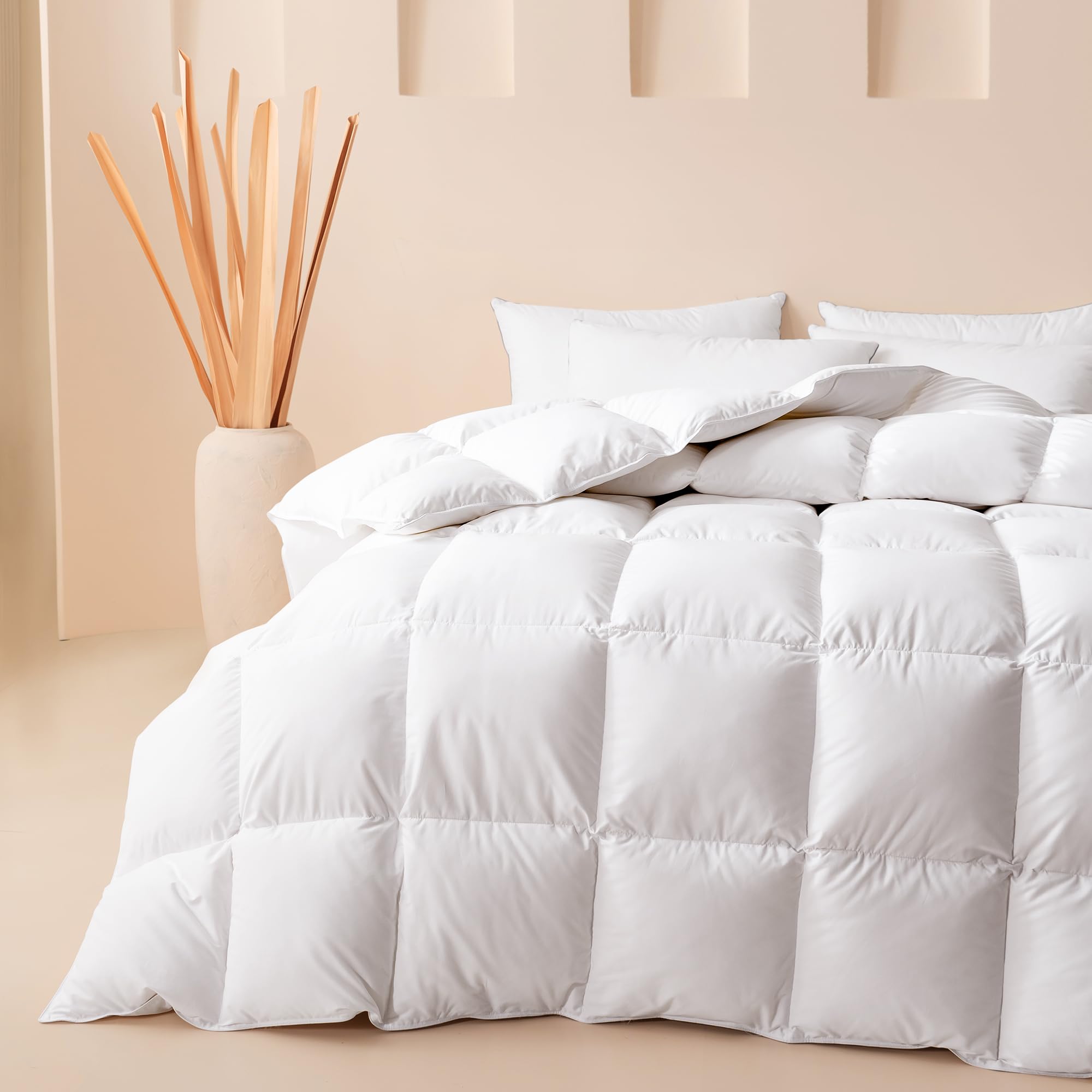 Queen Feather and Downfiber Comforter, Ultra Fluffy Duvet Insert Queen Size