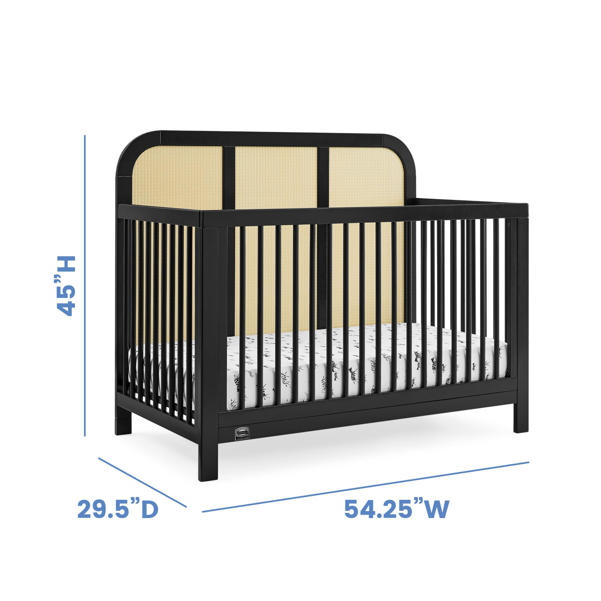 Theo 6-in-1 Convertible Crib - Greenguard Gold Certified, Black/Textured Almond