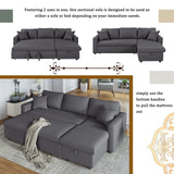 87.4'' Reversible Sleeper Sectional Sofa Couch with Pull-Out Sleeper Bed, L-Shape 3-Seater Convertible Corner