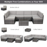 7 Piece Outdoor Patio Furniture Set, Outdoor Sectional Conversation Furniture Chair