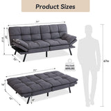 Convertible Futon Sofa Bed Couch,Linen Fabric Memory Foam Futon Couch