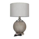 Glass Room Table Lamp Accent Lamp with Chevron Pattern, Lamp 17" x 17" x 27", Gray