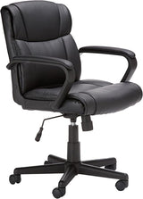 Mid-Back Office Task Chair with Padded Armrests - Dark Brown Faux Leather