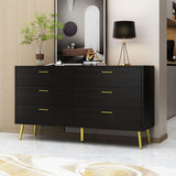 Chest of Drawers 6 Drawer Dresser, Drawer Chest 6 Drawer Cabinet with Gold Metal Legs