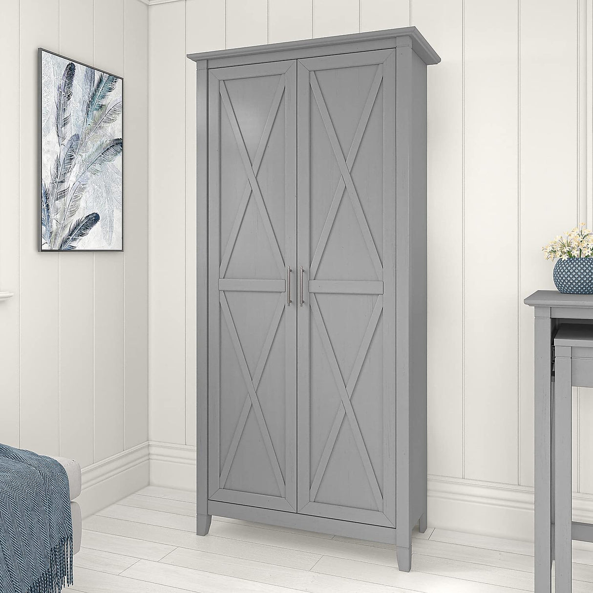 Key West Tall Storage Cabinet with Doors in Cape Cod Gray