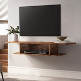 2-Tier Floating TV Shelf Wall Mounted, Modern Floating Entertainment Center Media