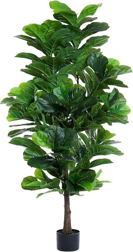 FLOWORLD Fiddle Leaf Fig Tree 6ft Tall Artificial Tree in Pot Fake Ficus Lyrata Plants with 184 Decorative