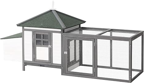 77" Wooden Chicken Coop with Nesting Box, Cute Outdoor Hen House