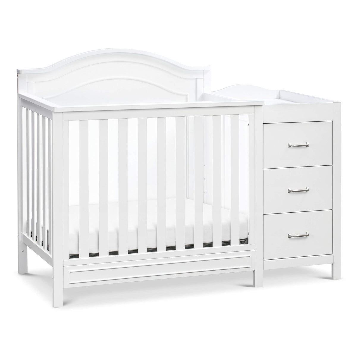 4-in-1 Convertible Mini Crib and Changer Combo in White, Greenguard Gold Certified