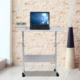 voqoomkl Standing Desk Adjustable Height, Mobile Stand Up Desk with Wheels Small Computer Desk Rolling Desk, Computer Desk White Standing Table Home Office Desks