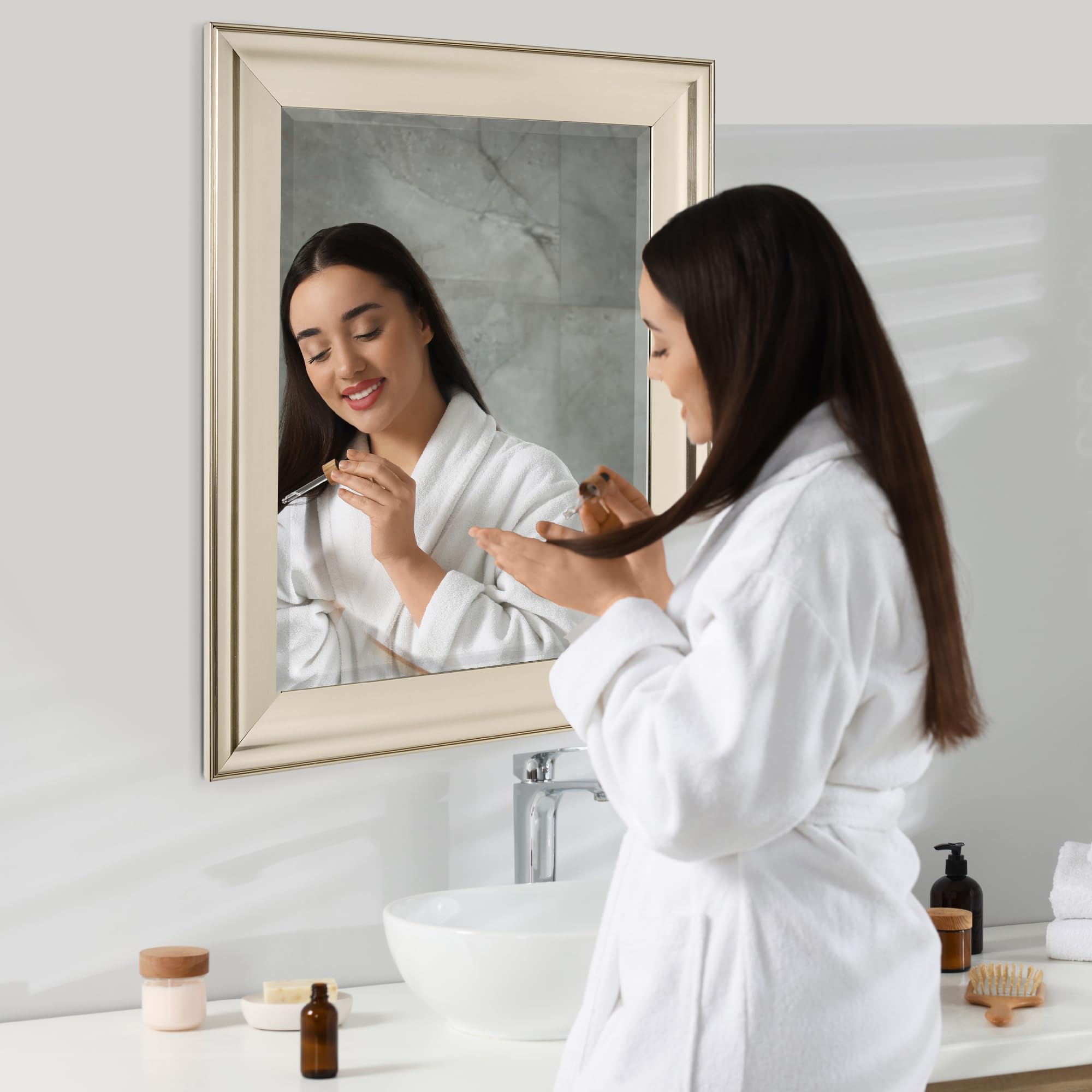 Brushed Nickel Bathroom Vanity Mirror