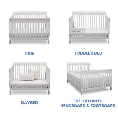 Delta Children Canton 4-in-1 Convertible Crib - Easy to Assemble, Bianca White