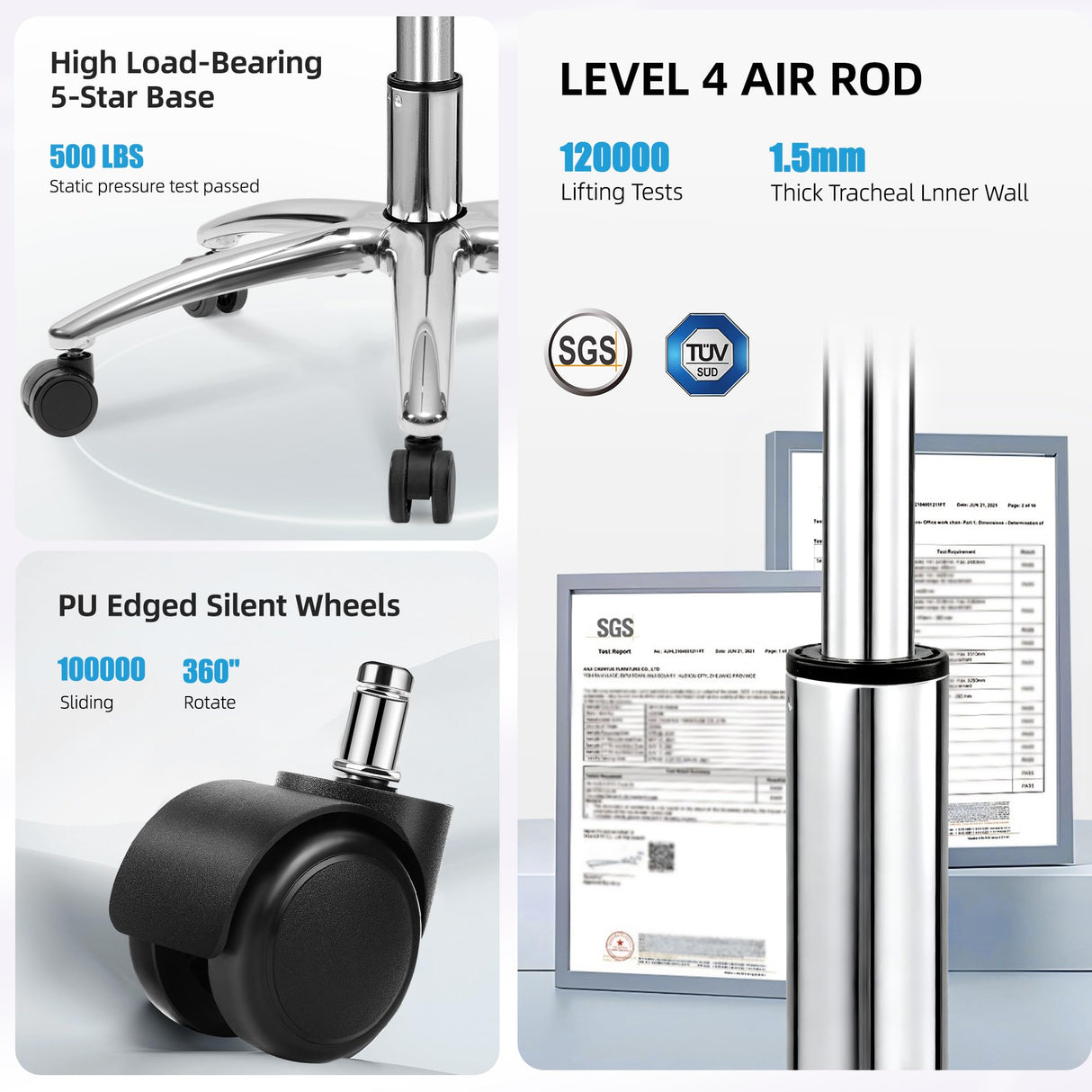 500LBS Big and Tall Office Chair with Adjustable Lumbar Support