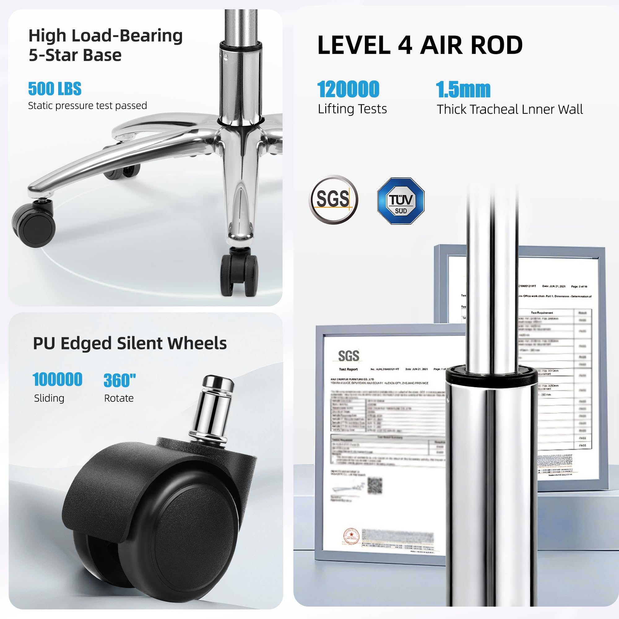 500LBS Big and Tall Office Chair with Adjustable Lumbar Support