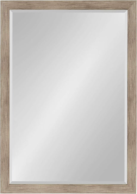 Beatrice Framed Decorative Rectangle Wall Mirror, 22 x 28, Walnut Brown,