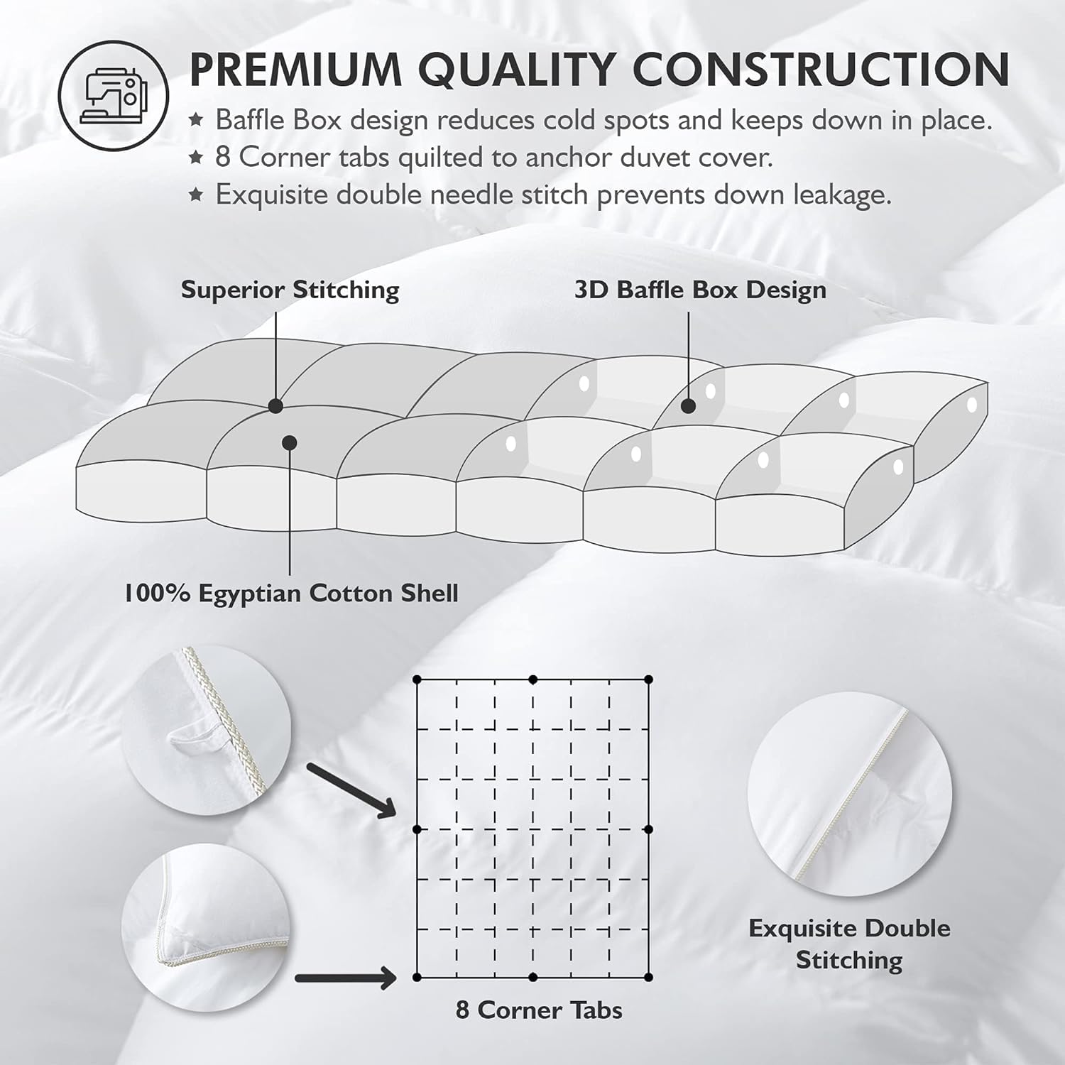 Oversized Queen Goose Down Comforter - 98x98 White