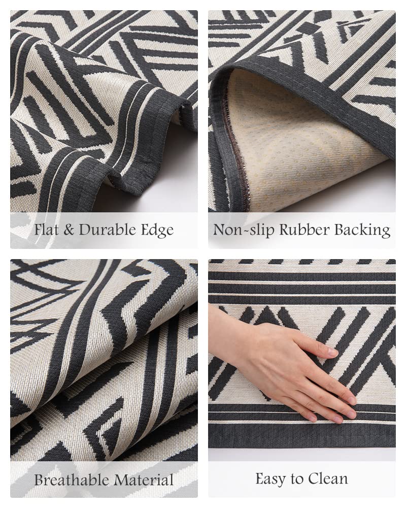 Outdoor Rug Carpet 6x9 ft, Flatweave Textured Outdoor Patio Rug Non Slip