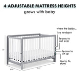 Colby 4-in-1 Low-Profile Convertible Crib in Grey and White, Greenguard Gold Certified