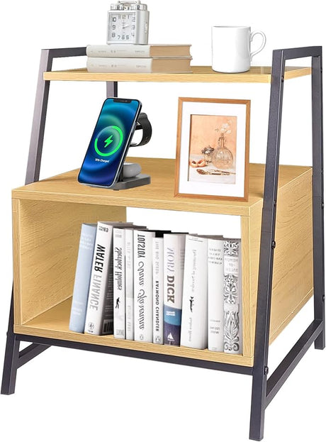 Side Table Small End Table with Open Storage Shelf Night Stands Side Table Bedroom