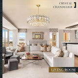 Gold Crystal Chandelier 31.5" Modern Crystal Chandelier