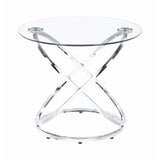 3 Piece Metal Frame Coffee Table Set with Glass Top, Set of 3, Silver