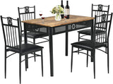 5 Pieces Dining Table Set, Modern Kitchen Table Set for 4 Person, 42” Rectangular Table w/ 4 Upholstered Chairs,