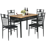 5 Pieces Dining Table Set, Modern Kitchen Table Set for 4 Person, 42” Rectangular Table w/ 4 Upholstered Chairs,