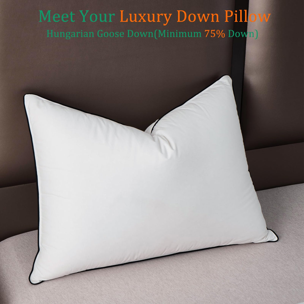 Luxury White Goose Down Pillows King Size - 750 Fill Power - 500 Thread