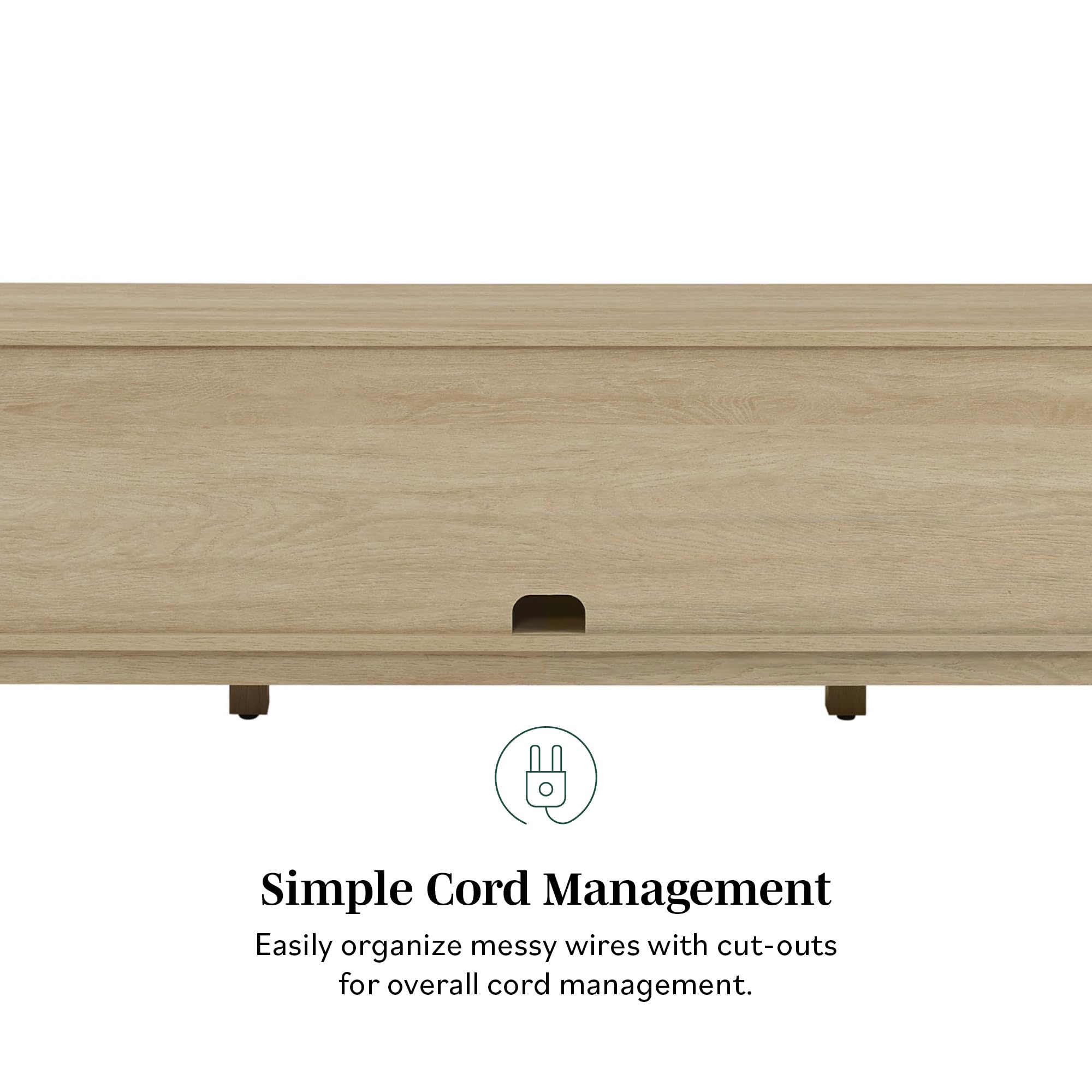 Tage Modern Pull-Open Door Low Stand for TVs up to 65 Inches, 58 Inch, Coastal Oak