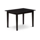 East West Furniture NOAN5-BLK-C 5 Piece Dining Table Set for 4 Includes a Rectangle Kitchen Table with Butterfly Leaf and 4 Linen Fabric Upholstered Chairs, 32x54 Inch, Black
