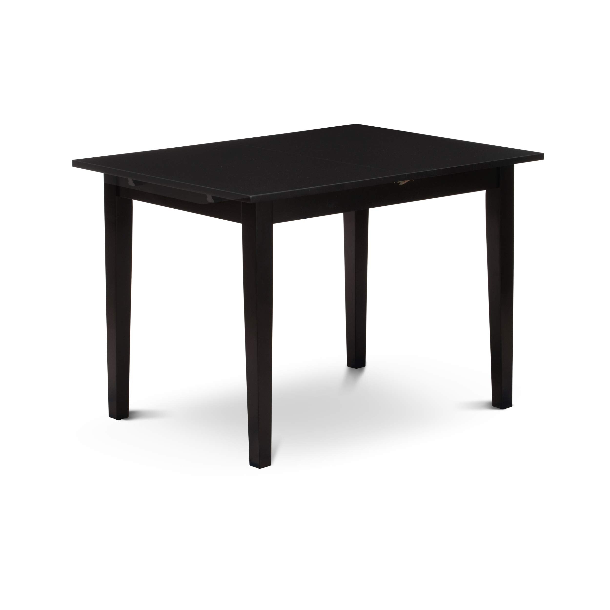 East West Furniture NOAN5-BLK-C 5 Piece Dining Table Set for 4 Includes a Rectangle Kitchen Table with Butterfly Leaf and 4 Linen Fabric Upholstered Chairs, 32x54 Inch, Black