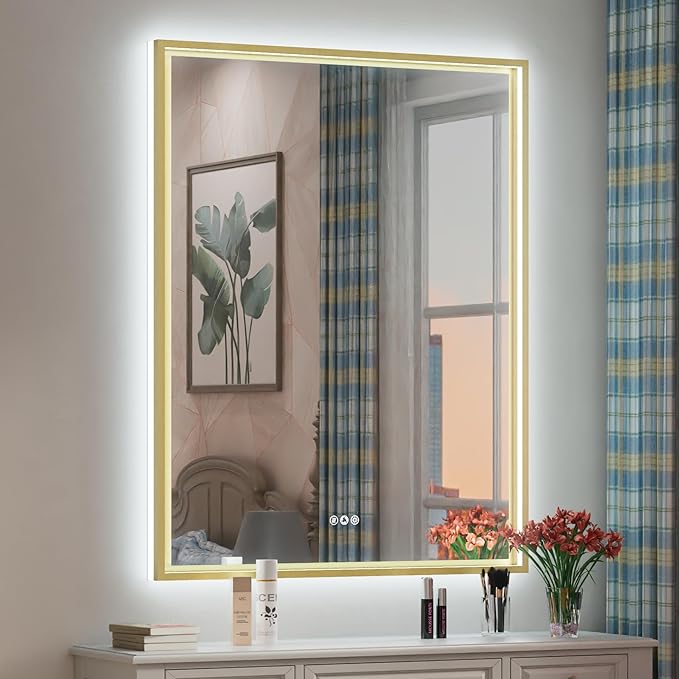 LED Bathroom Mirror, 30 x 36 Inch Anti-Fog Lighted Bathroom Mirror