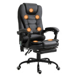 Massage Computer Chair with Padded seat and Adjustable Height - Black PU Leather