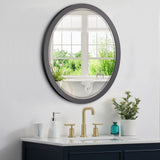 Oval Wall Mirror 23x29 Inch Matte Black Metal Frame