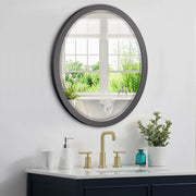 Oval Wall Mirror 23x29 Inch Matte Black Metal Frame