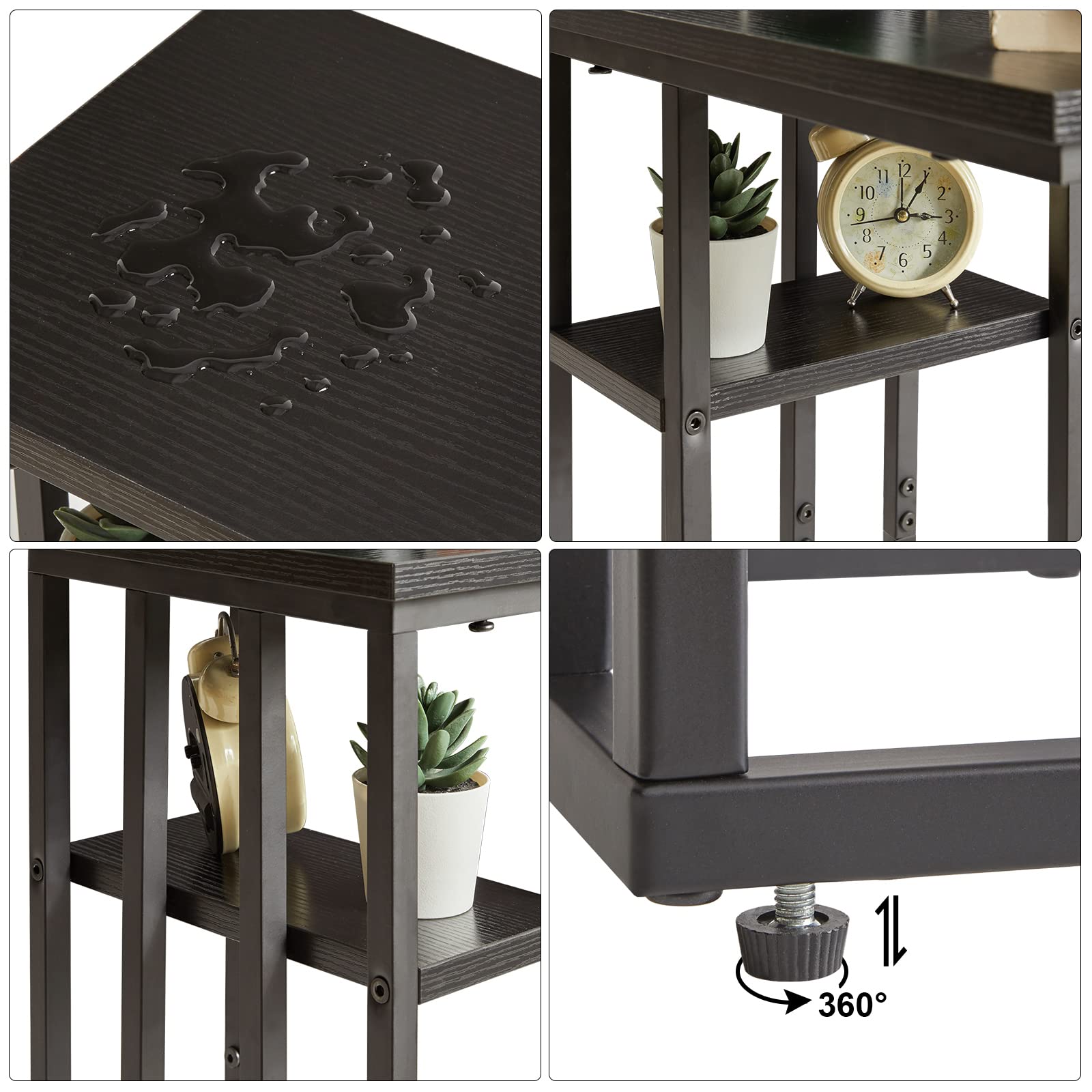 C Shaped End Table, Sofa Side Table, Small Table with Metal Frames, Vintage Couch Table