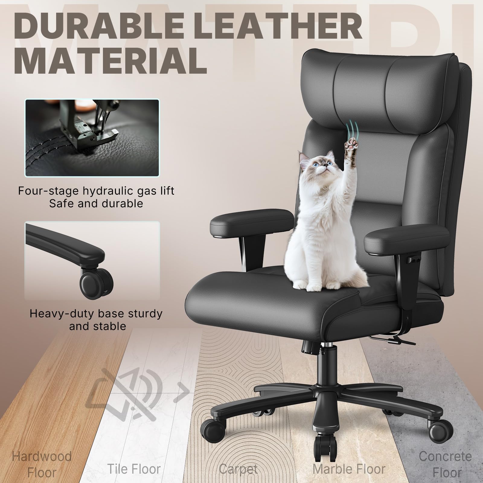 Ergonomic Big and Tall Office Chair - 750lbs Capacity High Back Executive Chair